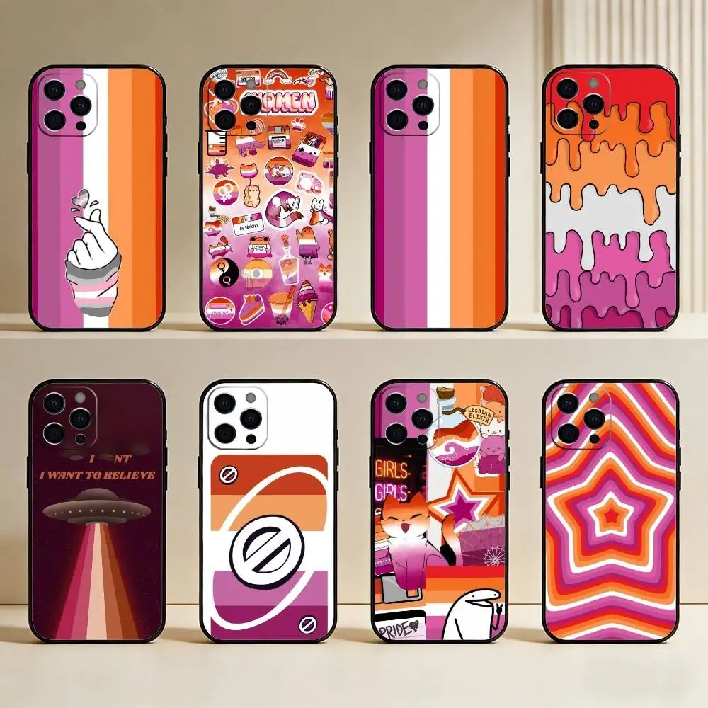 

Lesbian Freedom Phone Case For iPhone17,16,15,14,13,12 Plus,Max Soft Silicone Black Cover