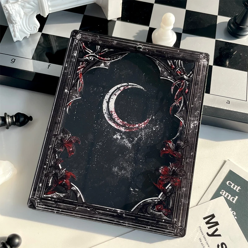 واقي حافظة بطاقات صغيرة، حافظة بطاقات ليلية على شكل قمر أسود جمالي على الطراز القوطي، حافظة بطاقات محمولة للصور القابلة للجمع #4