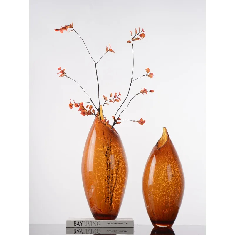Turtle crack pointed mouth flower device simple Chinese high-grade glazed vase