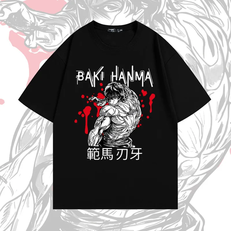 

Japanese comics Fan horse blade teeth male summer fashion brand printed cotton short sleeve T-shirt top