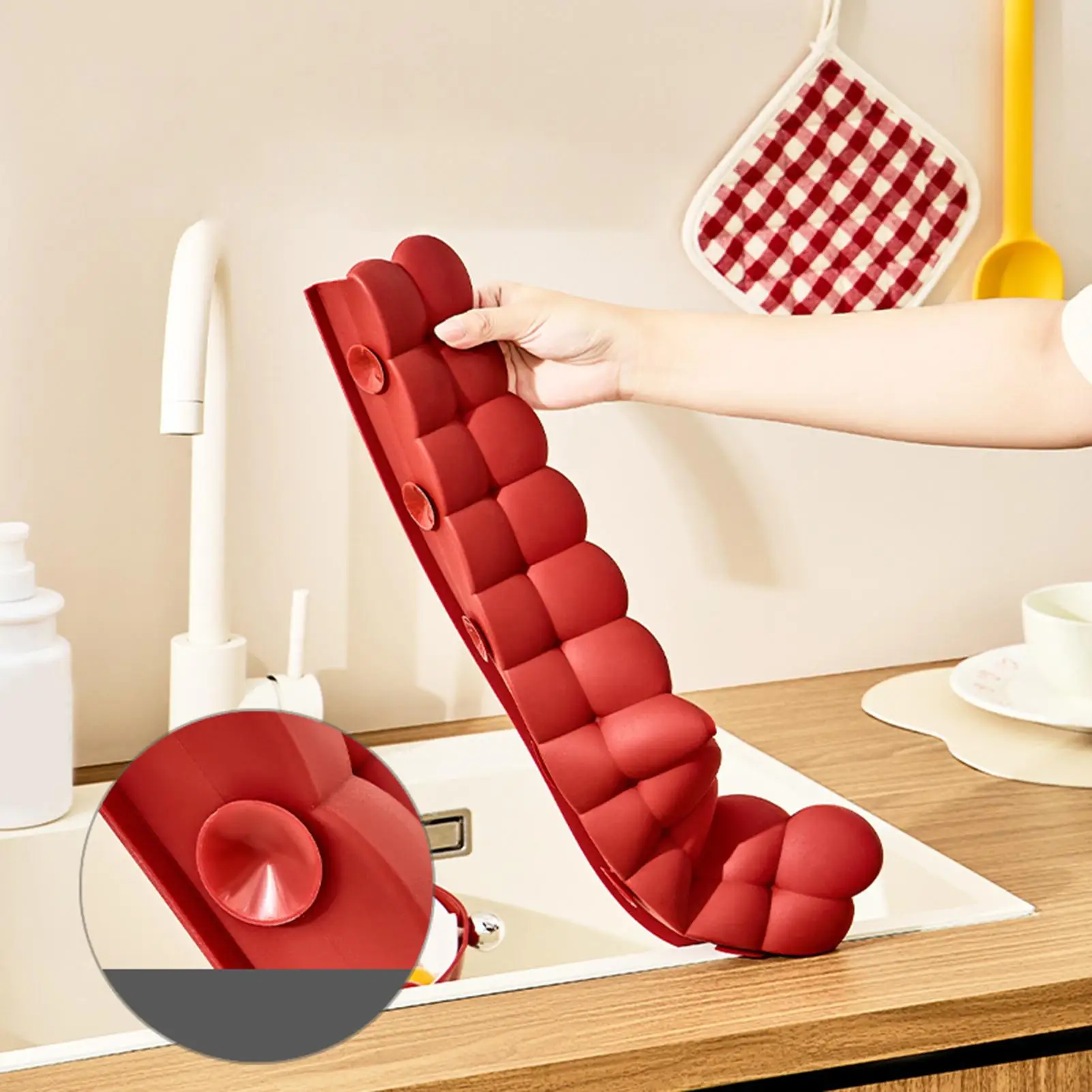 Kitchen Sink Water Splash Guard Silicone Countertop Protector With Strong Suction Cups Splash Guard For Kitchen Sink Area For