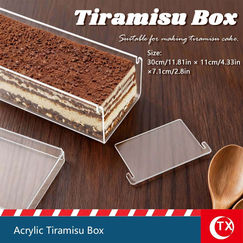 Acrylic Tiramisu Box – Transparent Dessert Mold for Cake, Pastry & Mousse | Food-Grade Reusable Baking Container