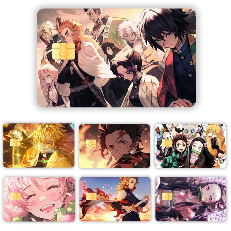 Demon Slayer Card Sticker Credit Card Chip Creativity Cartoon Waterproof Kawaii Stickers Big and Small Chip Stickers