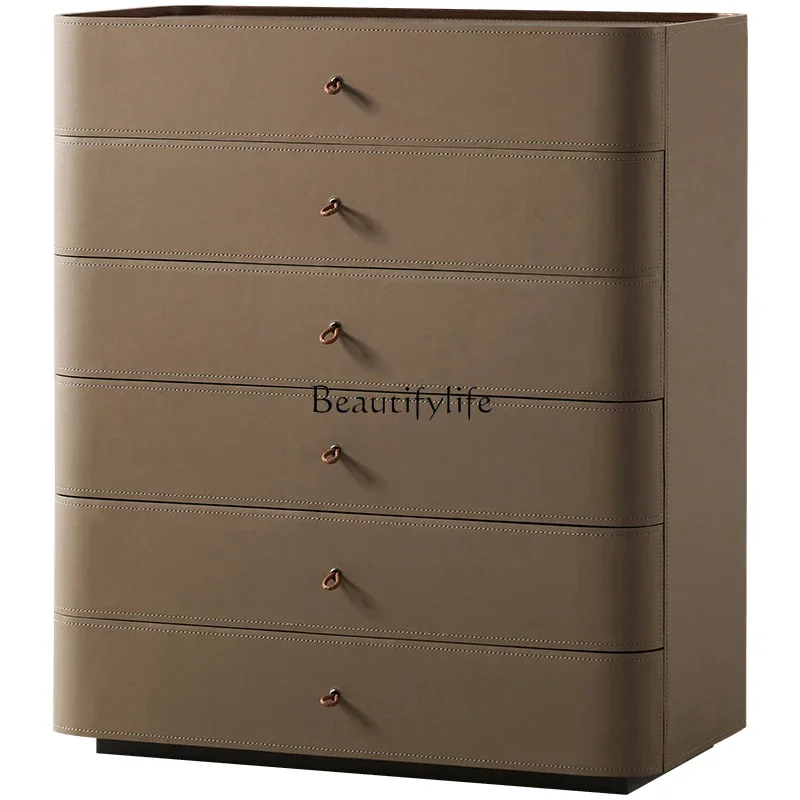 

XX39*Italian minimalist six-chest cabinet bedroom modern light luxury saddle leather drawer locker