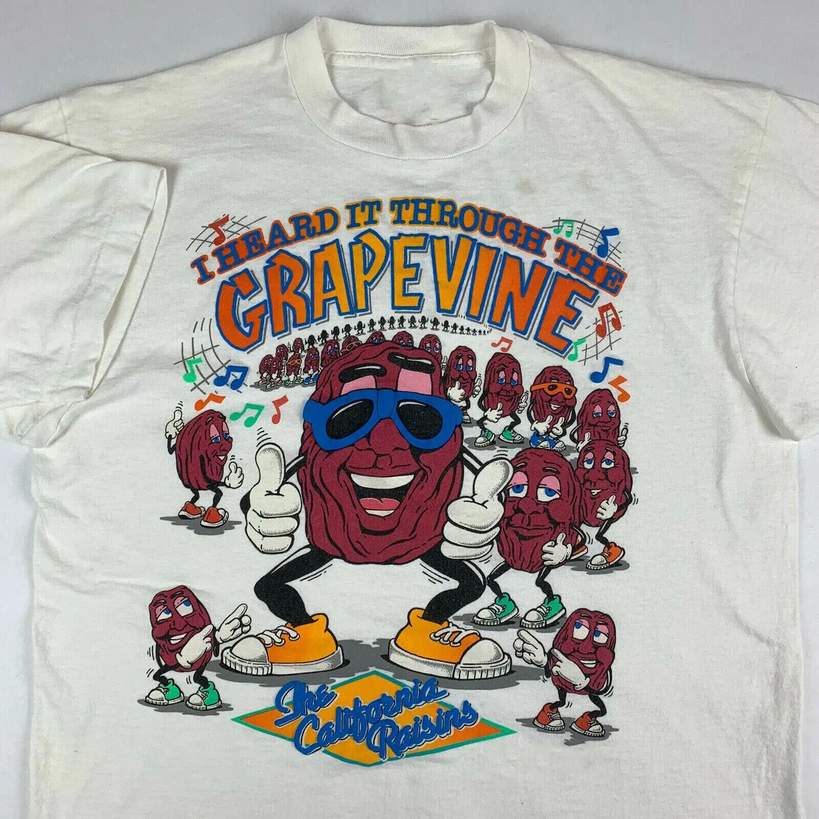 Vintage The California Raisins Men T shirt White Cotton All Size