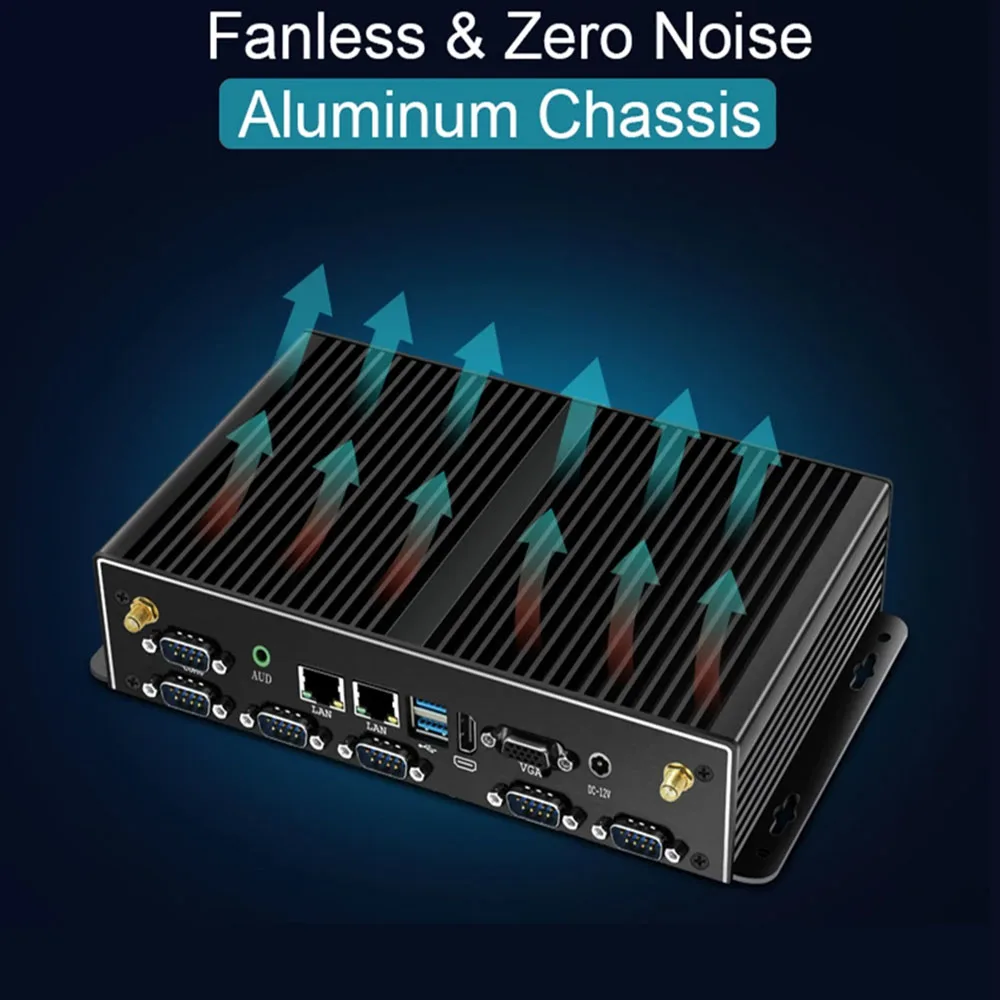 Inter Core i3 i5 i7 Industrial Mini PC Support Linux 4G WiFi Computer with 2xLAN 6xRS232 4xUSB3.0 2xUSB2.0 1xHDMI Win10 Ready