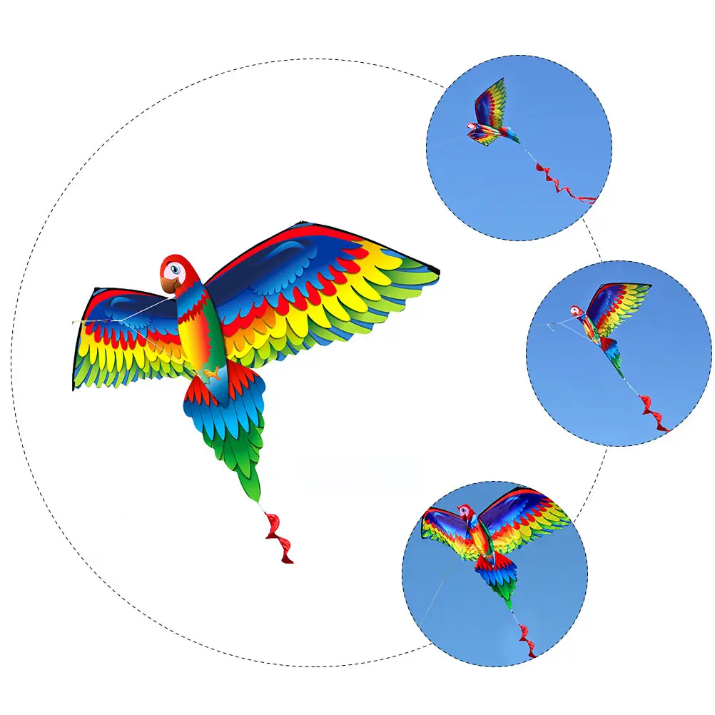Large Size Parrot Kite Easy to Fly Three-dimensional Colorful High Elastic Fiberglass Rod