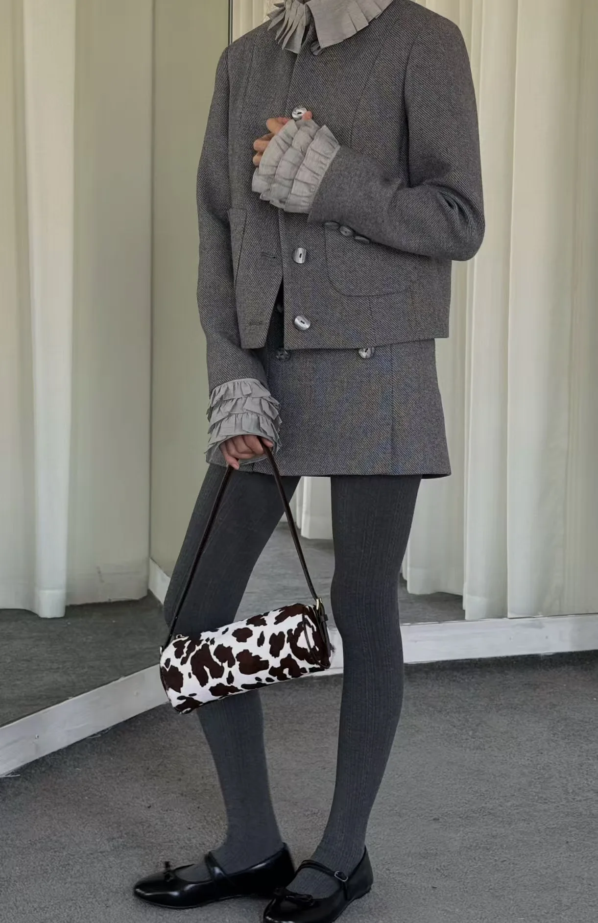 FIRMRANCH Cute Tubular Design Sexy Leopard Print Dairy Cow Pattern Women's Single Shoulder Cylinder Bag Crossbody Purse