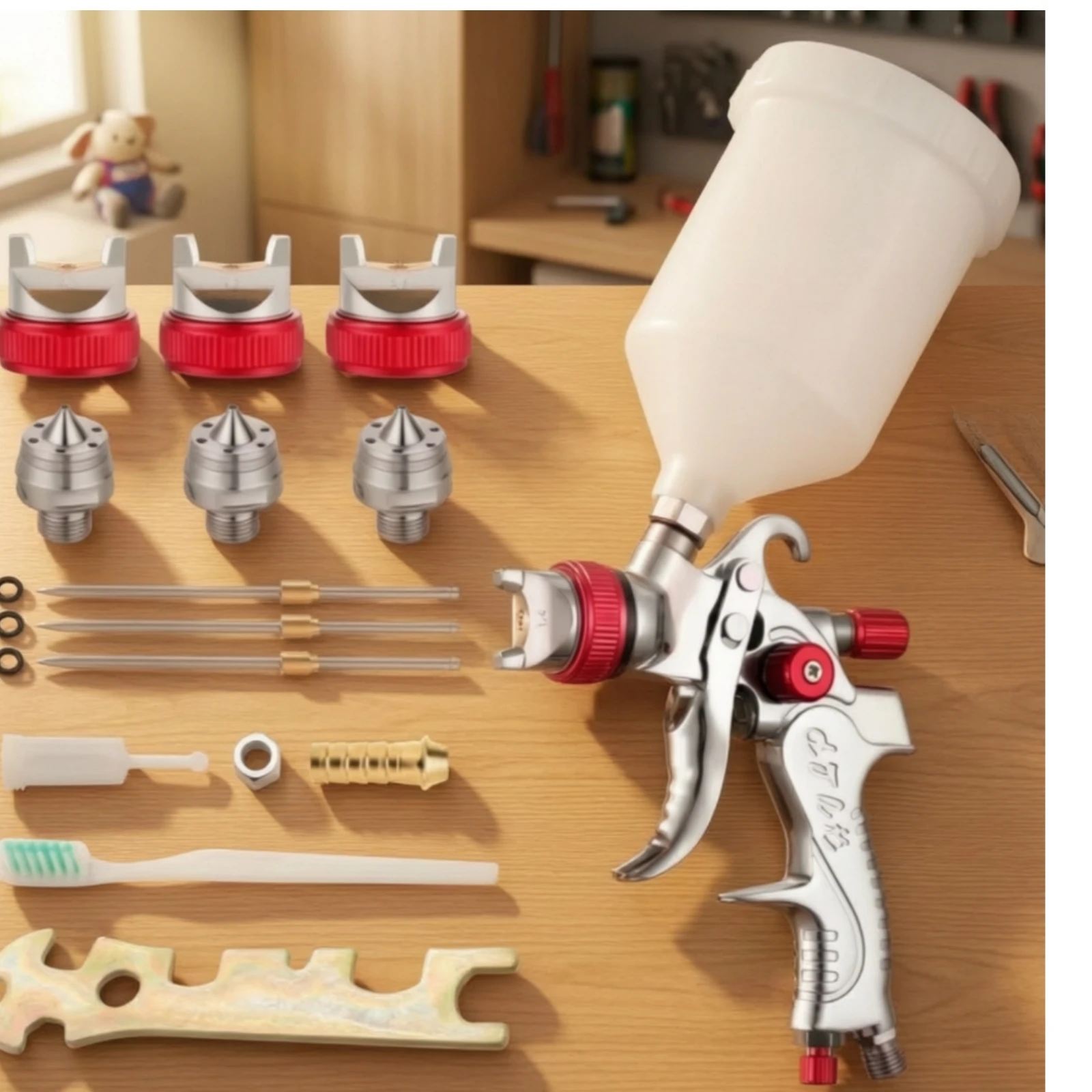 HVLP Spray Multi-Nozzle Top-Feed Feed Spray Sprayer Adjustable Professional for Painters, Automotive Painting