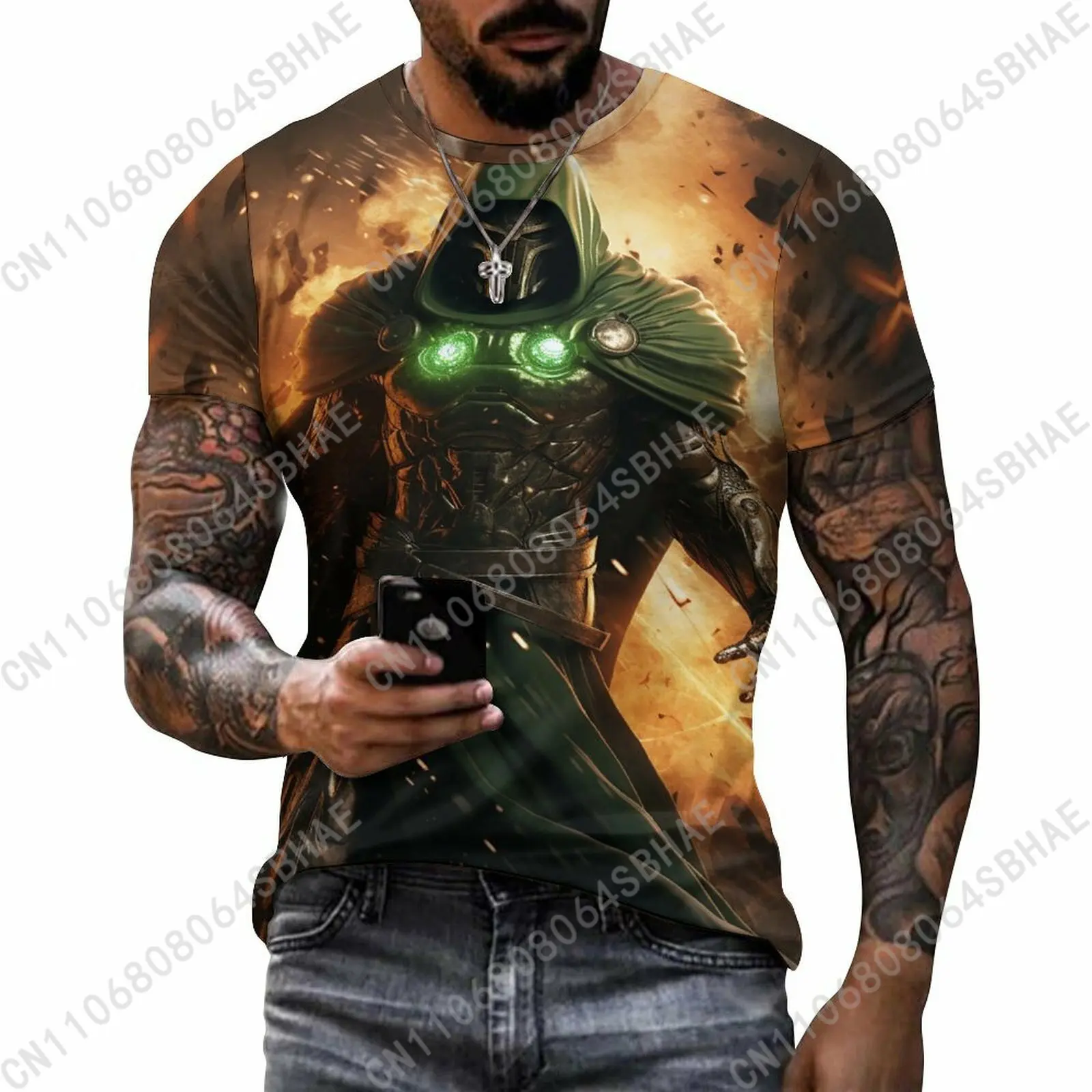 

Marvel Doctor Doom Custom Pattern Men's Cotton T-Shirt Short Sleeve Tee Men Tops Personalized Tshirt Summer Cosplay