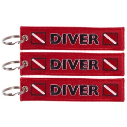 Voikukka Jewelry Aviation Gifts Both Sides Woven Label DIVER Memorial Key Embroidery Pendant Tags Keychain Rectangle Keyring