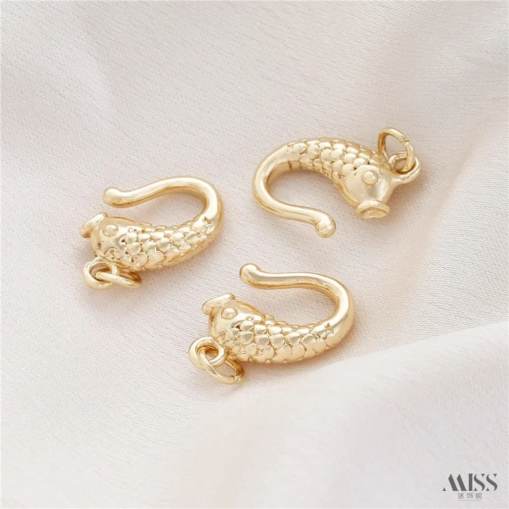14K Gold-wrapped Carp Simple Connection Buckle Hanging Buckle Hook DIY Bracelet Necklace Ending Button Jewelry Accessories