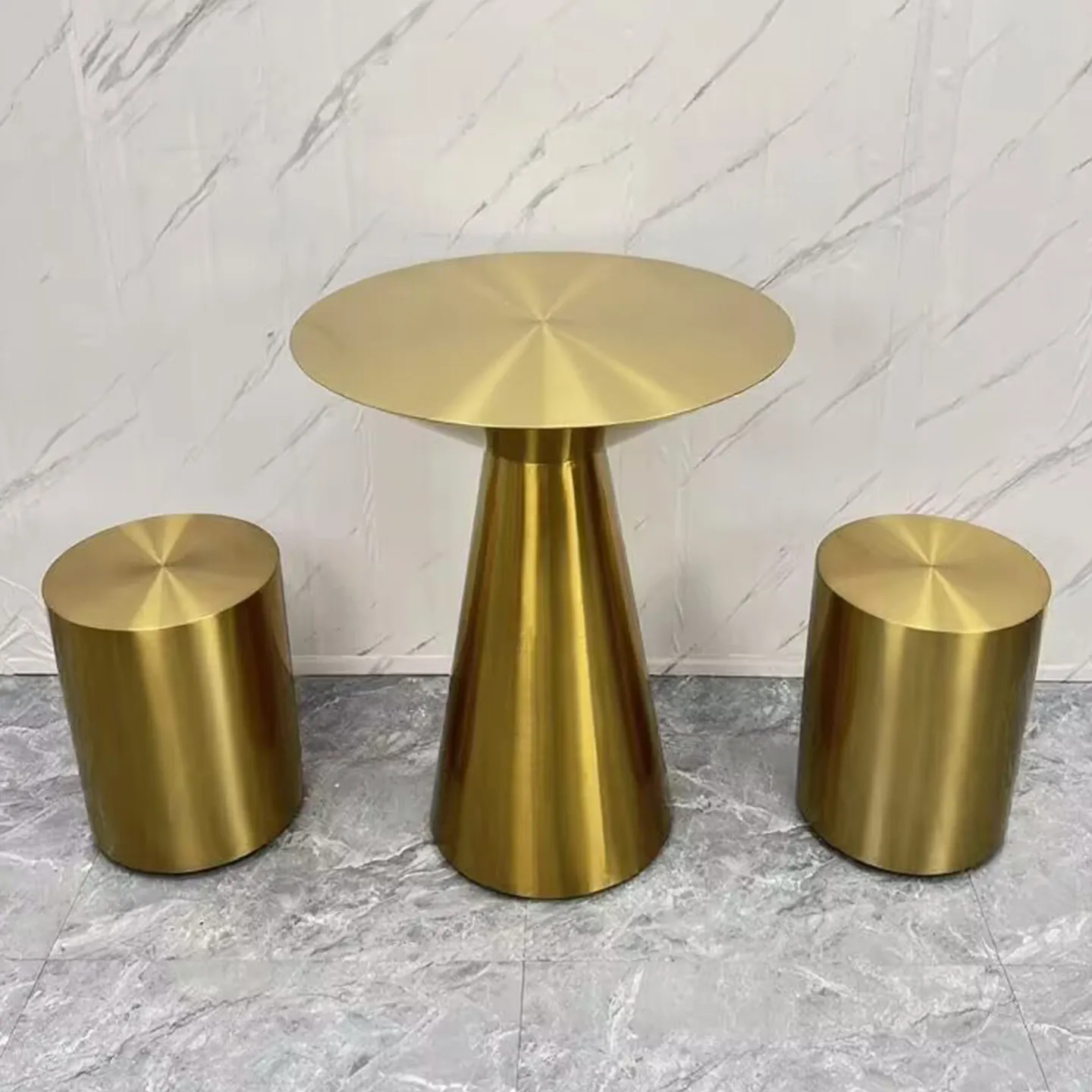 Stainless steel dining table industrial style coffee milk tea shop commercial negotiation balcony outdoor round table