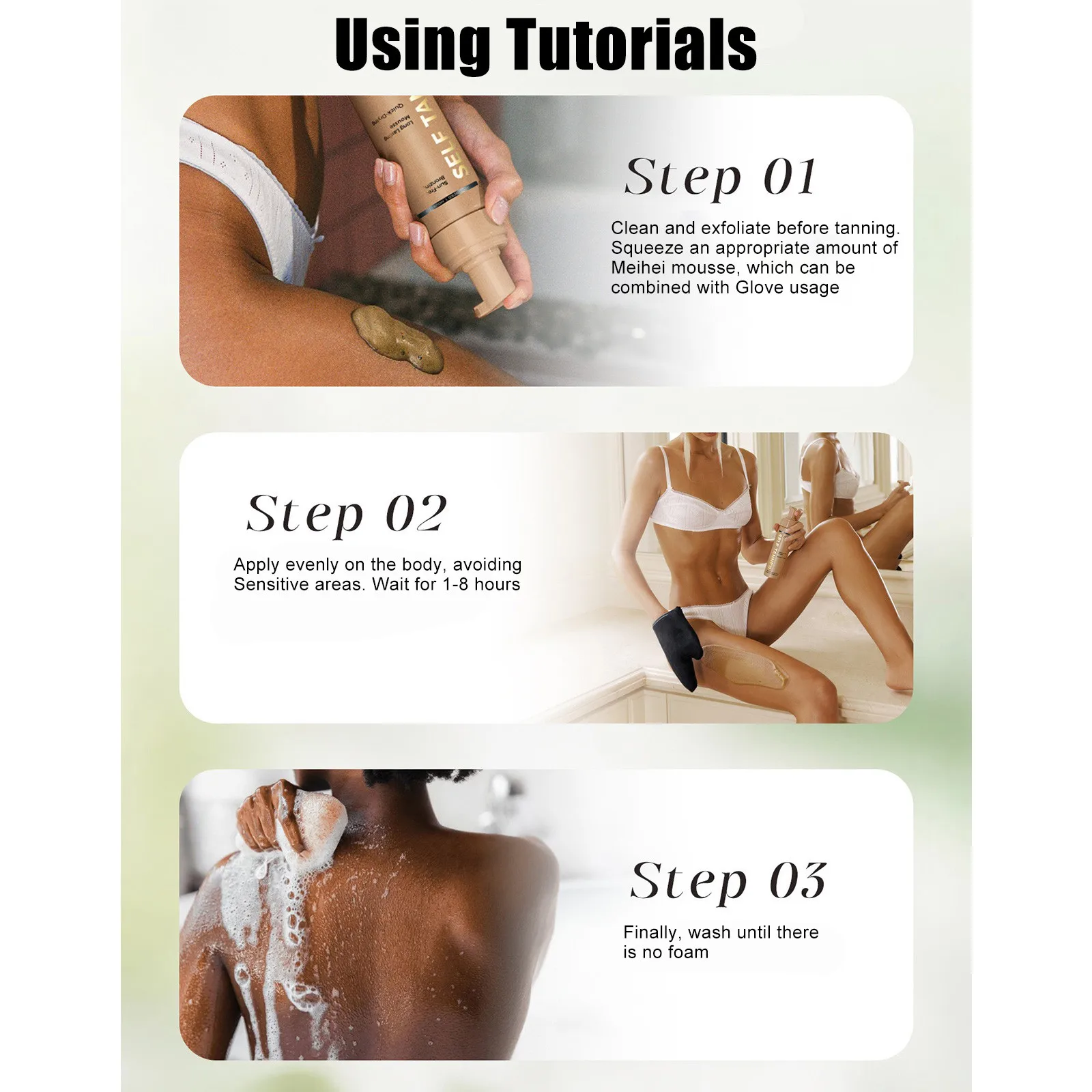 موس دباغة جديد 2025؛ موس دباغة مرطب 1-3 قطع؛ اسوداد عميق للترطيب، اسوداد مريح وسهل الاستخدام، 200 مل