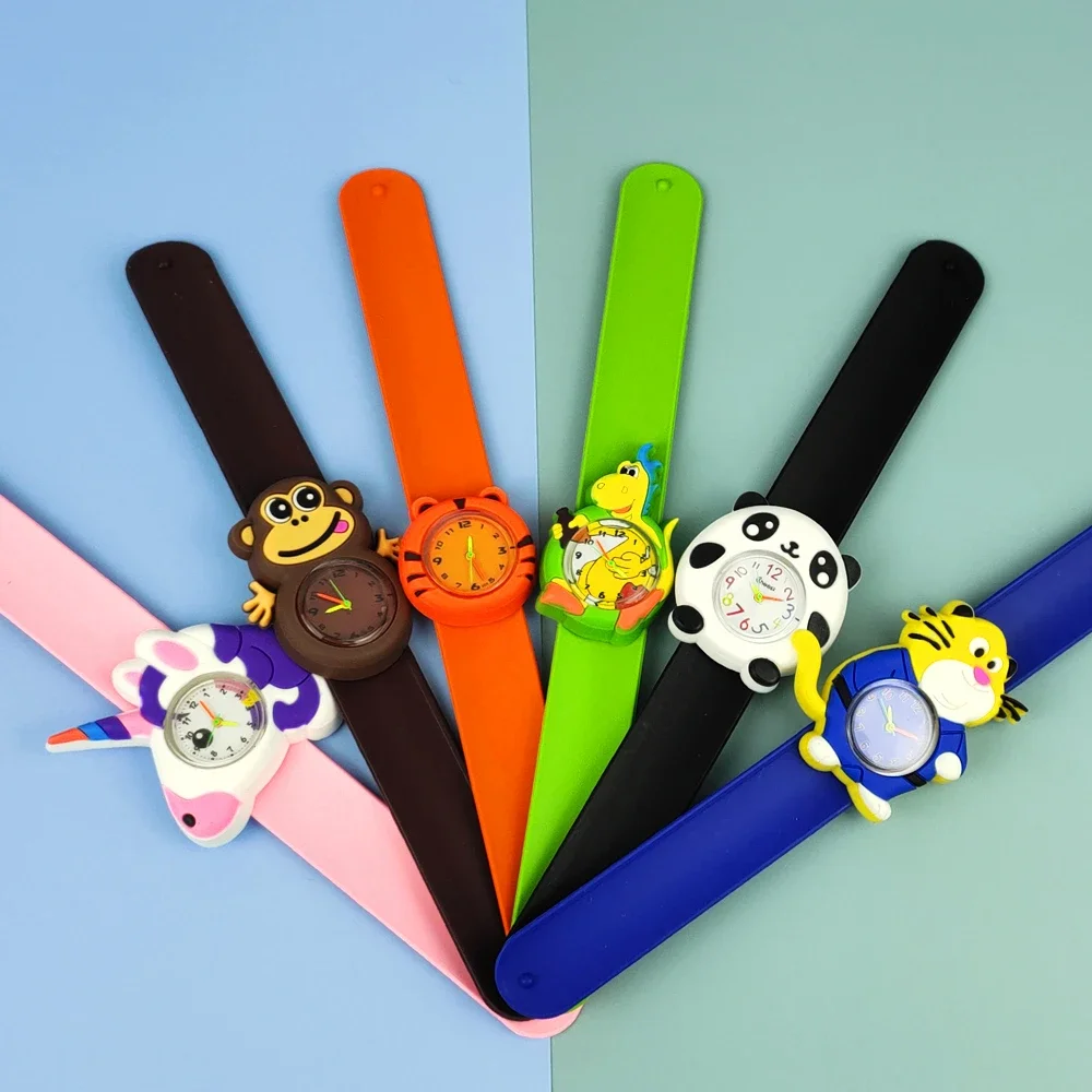 Montre à claquettes en silicone pour enfants, montres de dessins animés, jouet d'horloge, convient aux garçons, filles, bébé, meilleur cadeau d'anniversaire, apprendre l'heure, enfants