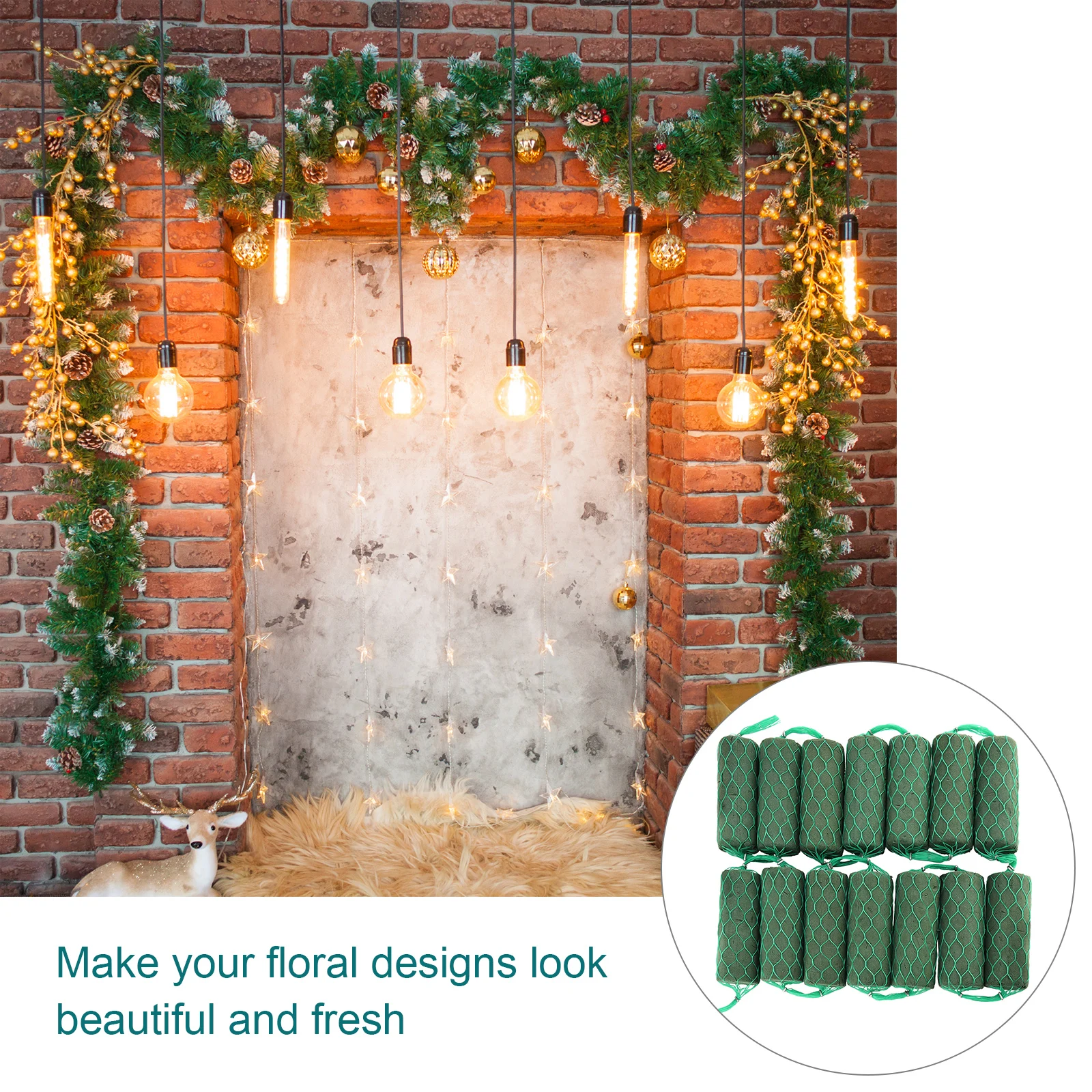 Green Floral Mud Blocks Dry Foam Water Absorption Flower Holder DIY Flower Arrangements Kit for Home Garden Wedding Decoration