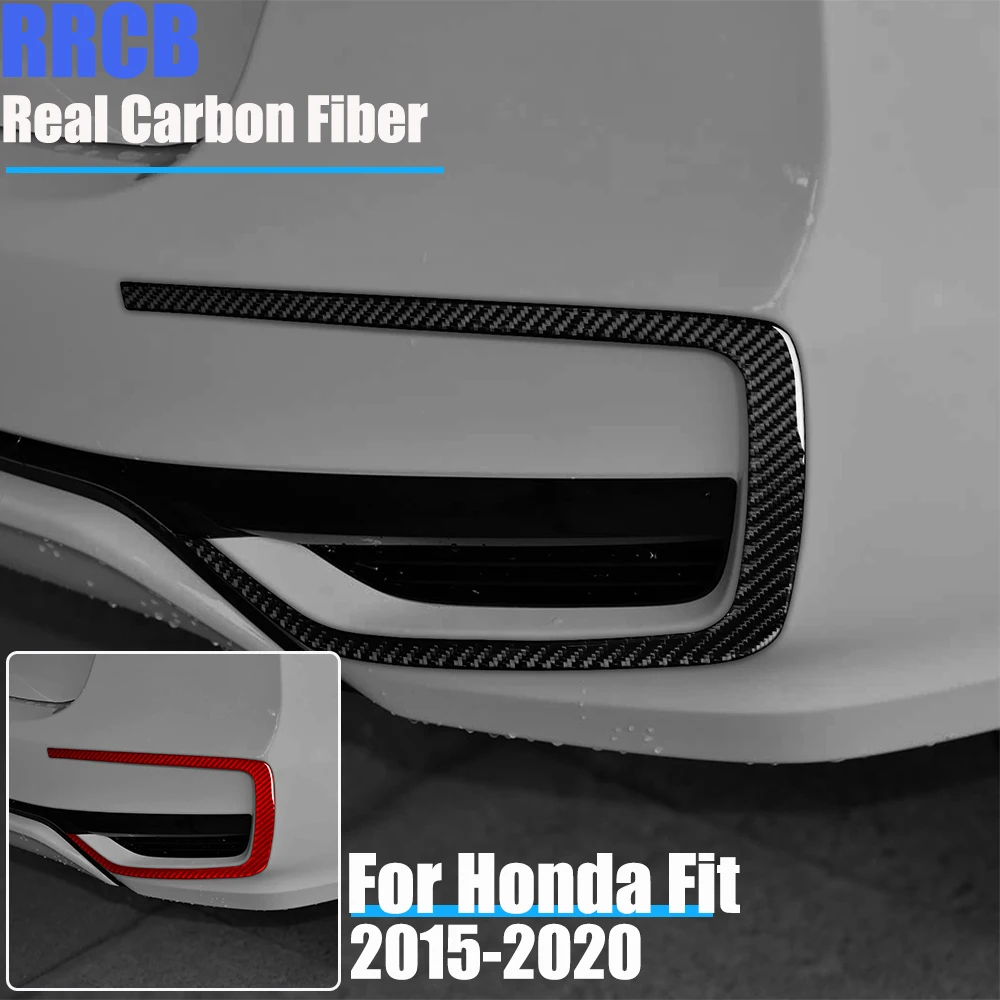For Honda Fit Jazz 2015 2016 2017 2018 2019 2020 Flexible Real Carbon Fiber Rear Fog Light Air Vent Frame Overlay Trim Set