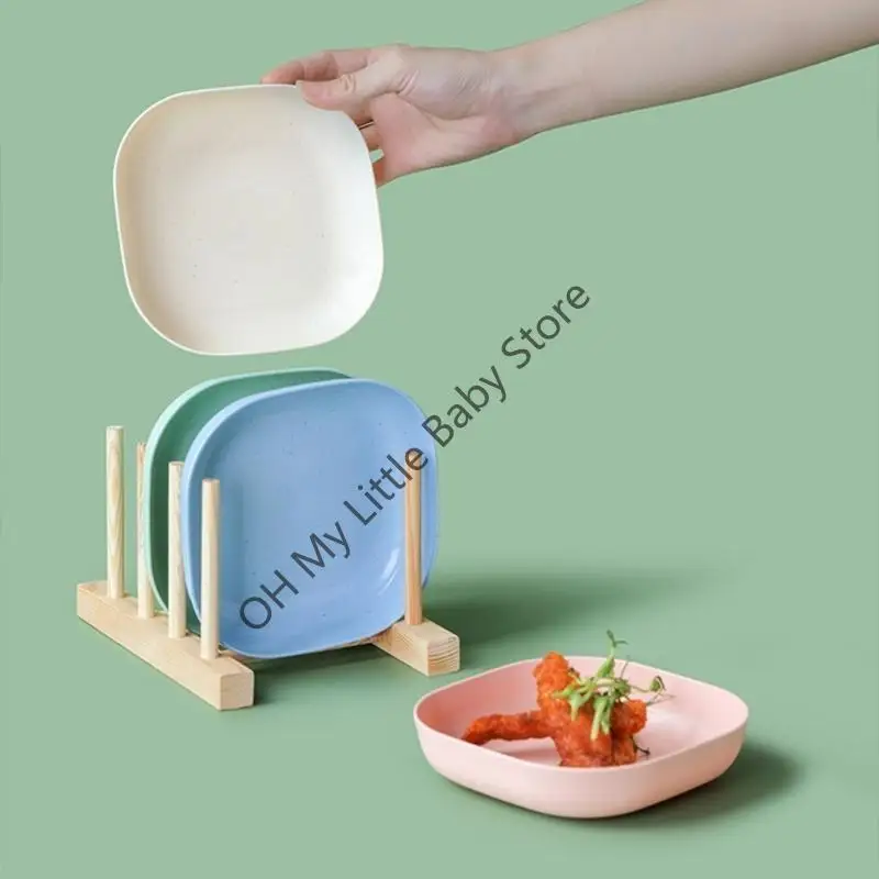 طبق عشاء M76C من قش القمح، أطباق الحبوب الصحية، آمن للاستخدام في غسالة الأطباق والميكروويف، صغير الحجم