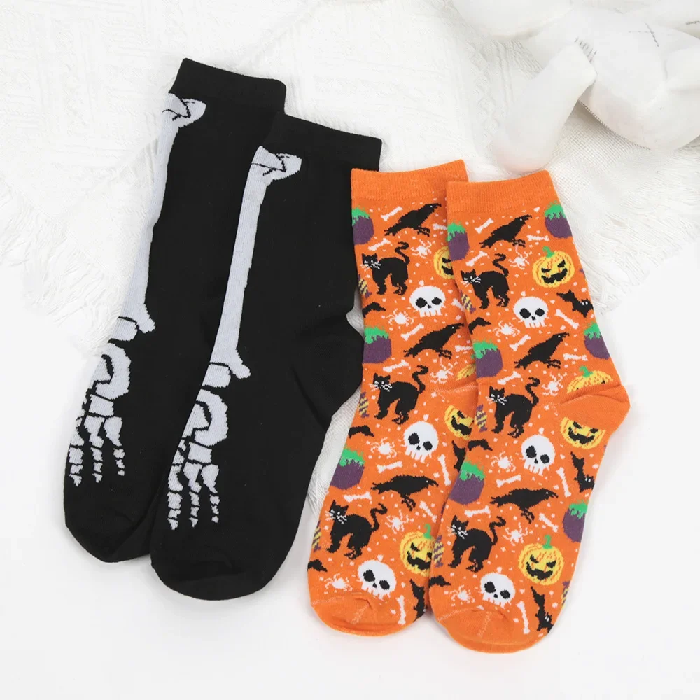 Halloween Women\'s Socks Personality Harajuku Warm Sock Simple Long Socks Fashion Spring Autumn for Women Men Mid Length Socks