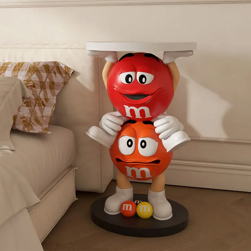 

M Letter Cartoon Coffee Bean Living Room Bedside Table Ornaments, Floor-standing Coffee Table Furniture Decorations