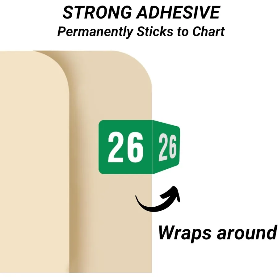 ملصقات سنة صغيرة لعام 2026 باللون الأخضر متوافقة مع سلسلة Smead ETS Doctor Stuff 2026 ملصقات مخططة ملصقات سنة مصنوعة من الولايات المتحدة الأمريكية لنهاية Ta