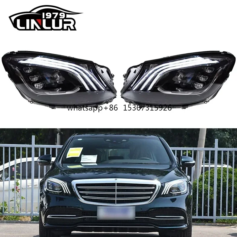 

a Car lights 2014 2015 2017 w222 original headlamp upgrade to 2018 2020 style led headlights for mercedes benz s class