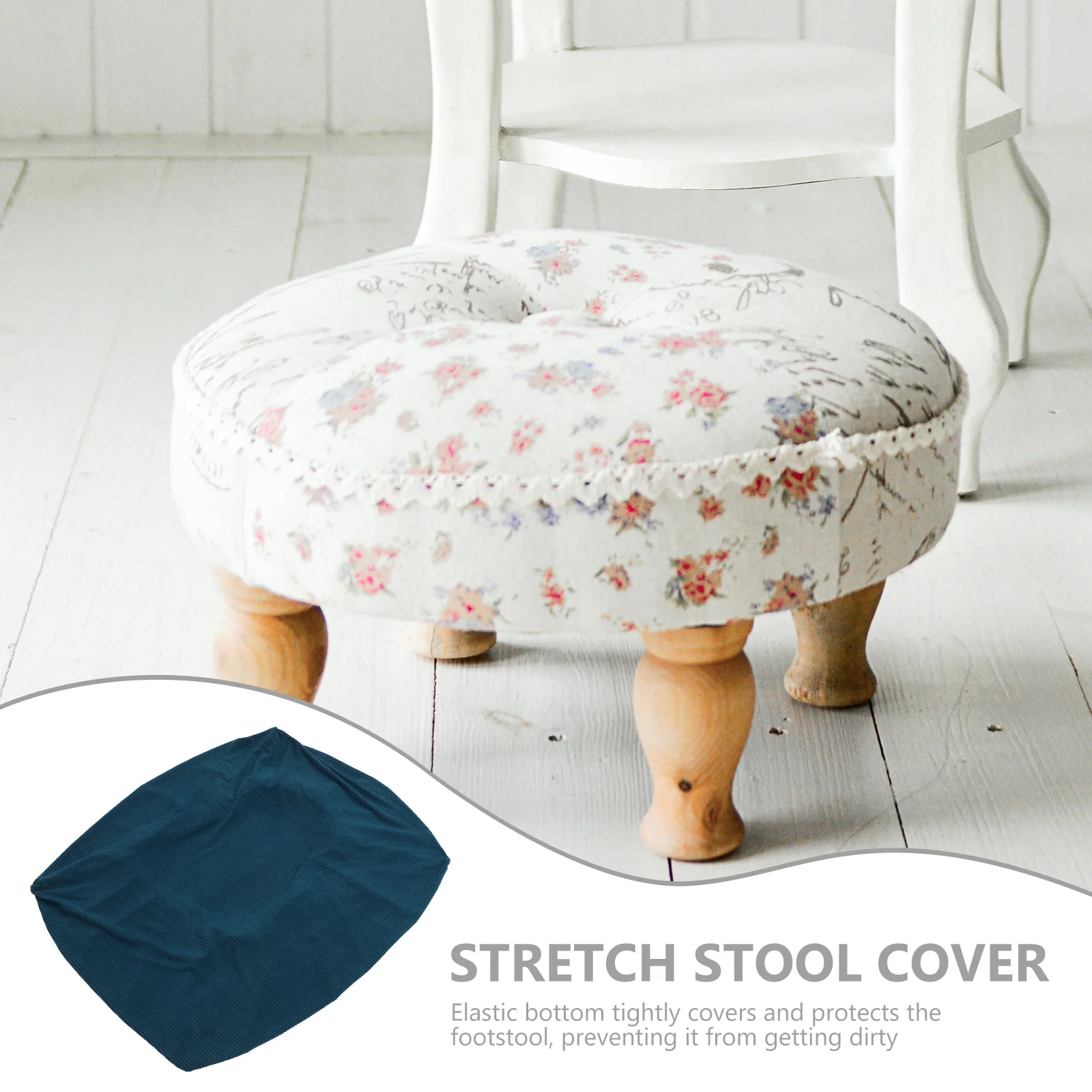 Rectangle Stretch Stool Cover Machine Washable Elastic Footrest Protector For Cube Seat Shoe Change Stool Cover Home