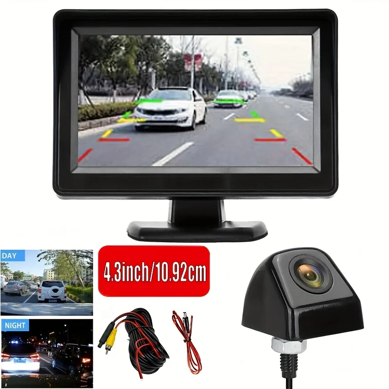 10.92cm Universal Rear View Backup Camera with Monitor,Reversing Parking Display Guideline, for Pickup, Minivan, Lorry