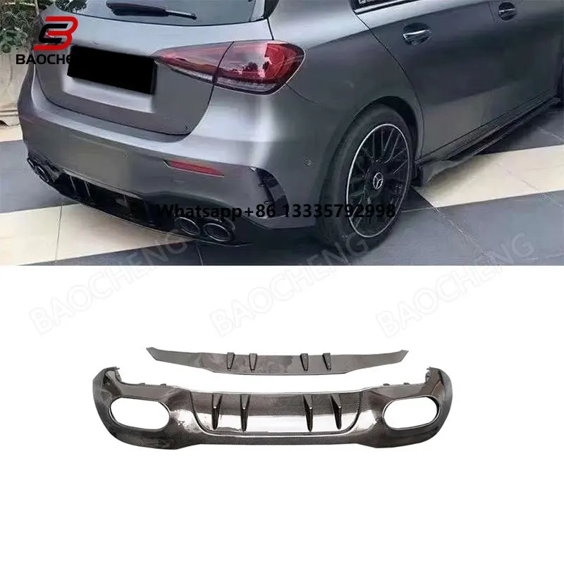 

High Quality Carbon Fiber Rear Diffuser and Exhaust Tips Body Kits for Mercedes Benz a Class W177 A45 Rear Lip with 2019 - 2020