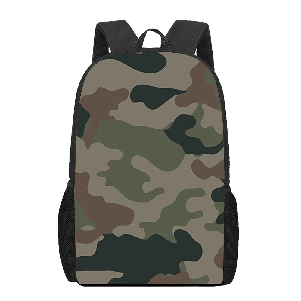 Green Camo Army Camouflage 3D Print Bookbag Boys Girls 16 Inch School Backpack Kids Teenage Children Primary Student School Bag