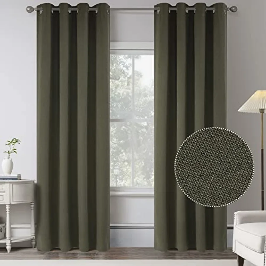 

Dark Linen 100% out Curtains 84 Inch Long for Bedroom - 2 Panels Burg Linen Textured Shabby Chic Curtain Drapes for Modern Farm