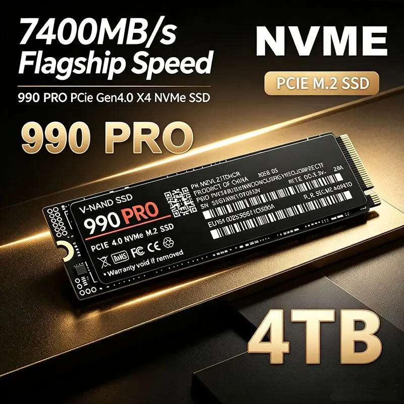 7400MB/s M.2 NVMe SSD 990 PRO PCIe Gen4.0 X4 TLC 3D NAND 1TB 4TB 2280 Internal Gaming Solid State Drive for PS5 PC Laptop