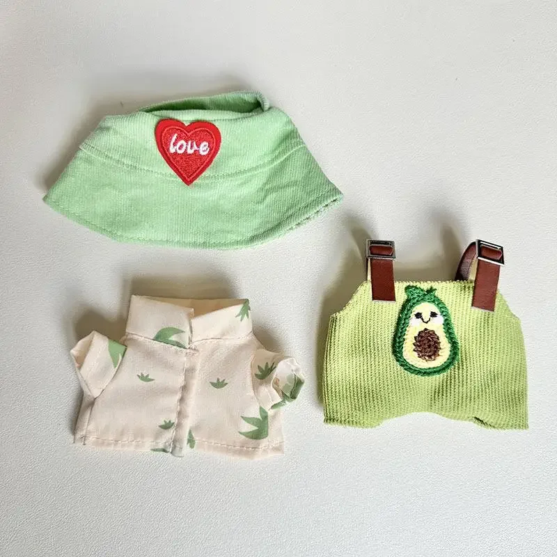 17cm Mini Plush Doll\'S Clothes Outfit Accessories For Korea Kpop Exo Labubu Idol V1 V2 Avocado Peach PumPkin overalls Clothing