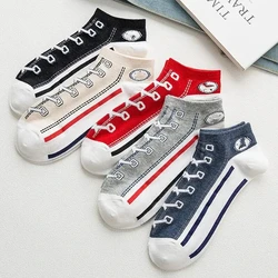 5 Pairs Personality Trendy Socks Men's Short Socks Shallow Mouth Low Cut Short Tube Cotton Socks Thin Non-slip Boat Socks Sports