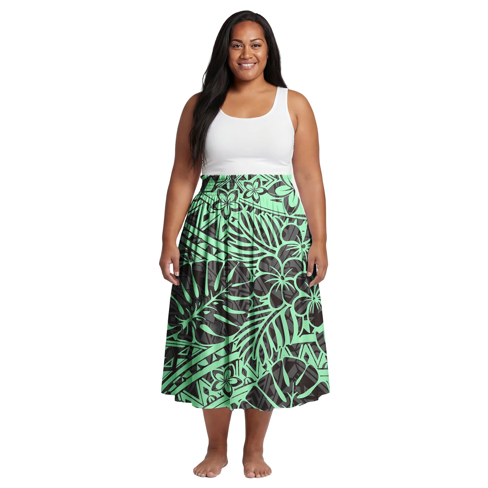 

Latest Luxury Design Custom Ladies Clothing Hawaiian Beach Fashion Skirt Samoan Dress for Women Polynesian Classic Pleated Skirt