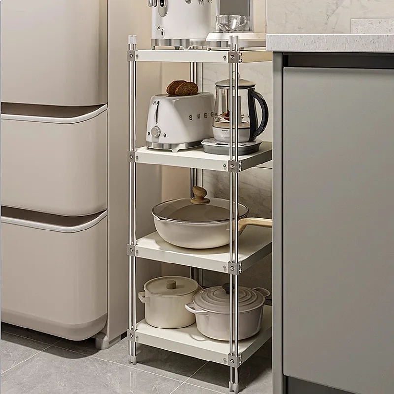 Multi-Layer Stainless Steel Pot Rack Corner Storage Shelf Space-Saving Kitchen Organizer