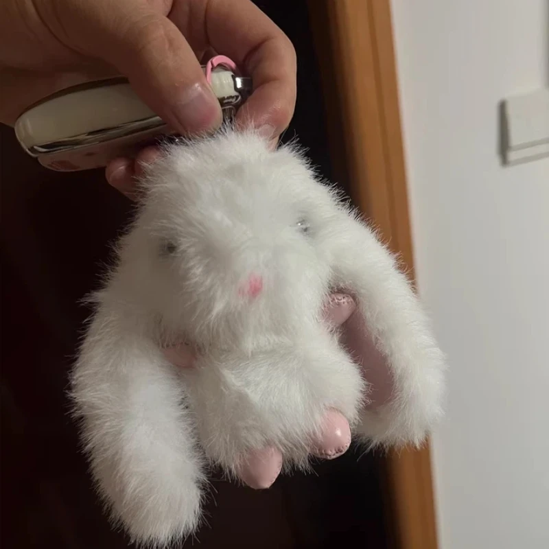 لطيف طويل الأذن أرنب أفخم المفاتيح قلادة ظهره قلادة تقليد فرو المنك دمية مجوهرات الإبداعية رائعة شفاء هدية