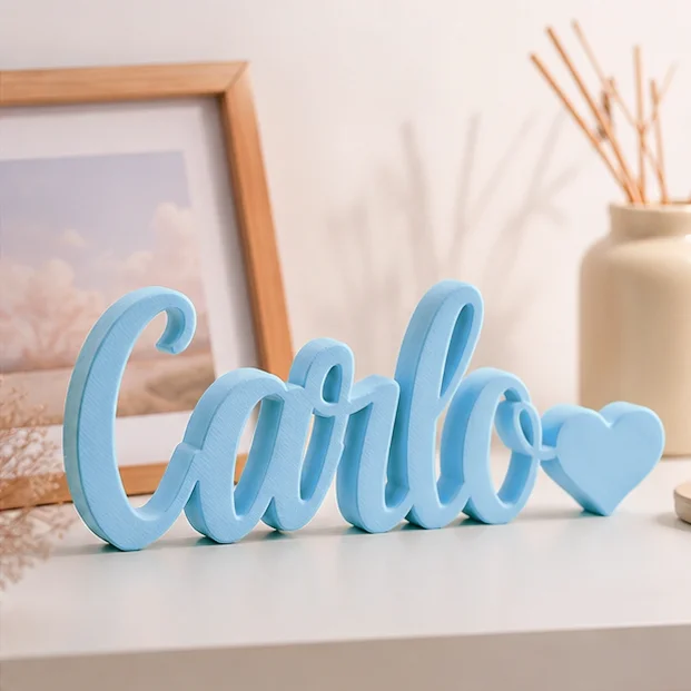 1pc Custom Heart Shape PVC Wooden Name Plaque, Bedroom Room Table Decor,Ornament for Nursery Baptism Wedding Anniversary Gift