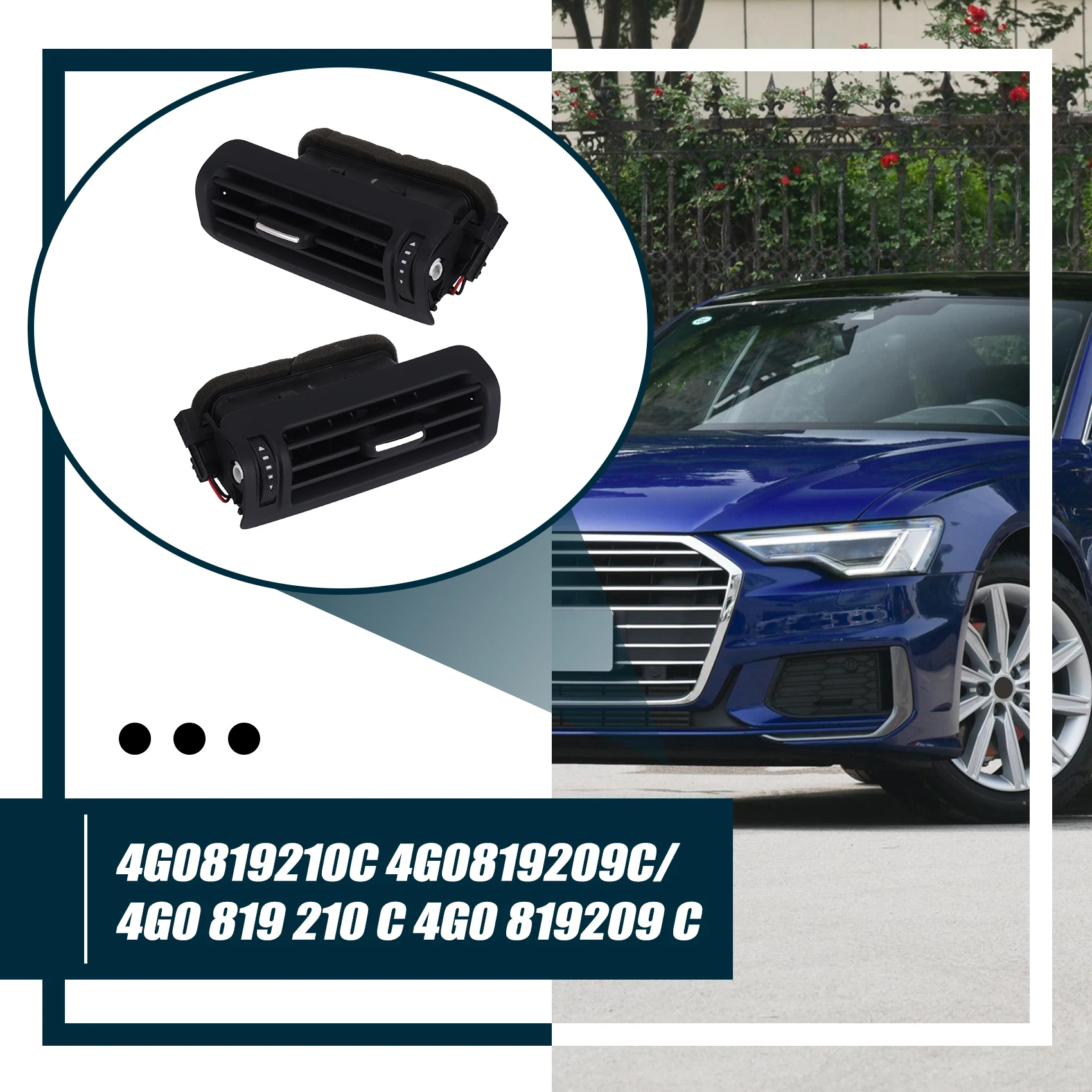 カーエアコン排気口,bピラー,エアコン排気口,a6,c7,a7,s6,s7,rs7,4g0819210c,4g0819209c用ルーバー