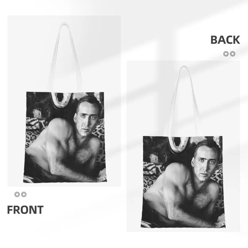 Kawaii Printed Sexy Nicolas Cage Tote Shopping Bag Durable Canvas Shopper Shoulder Handbag