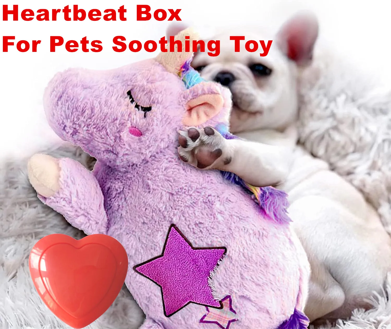 Heartbeat Replacement Soother Heartbeat Simulator, Red Puppy Heartbeat for Pet Cat Kitten Dog Anxiety Relief Sleep Aid Calming