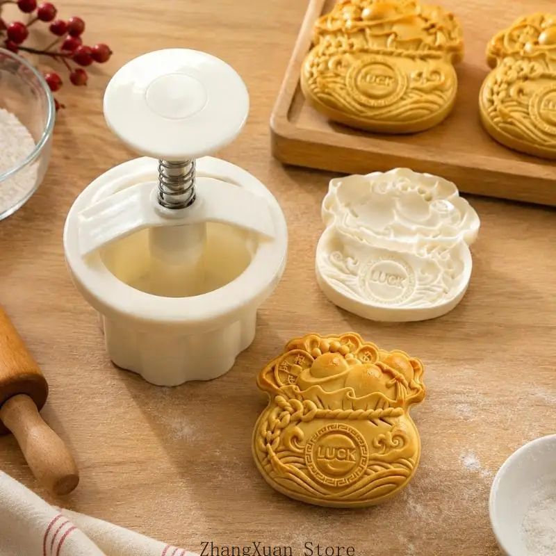 Chinesische Gebäckpresse mit gemustertem Lucky Bag-Teller für saisonales Festival-Backen 3XUF – Detail 3