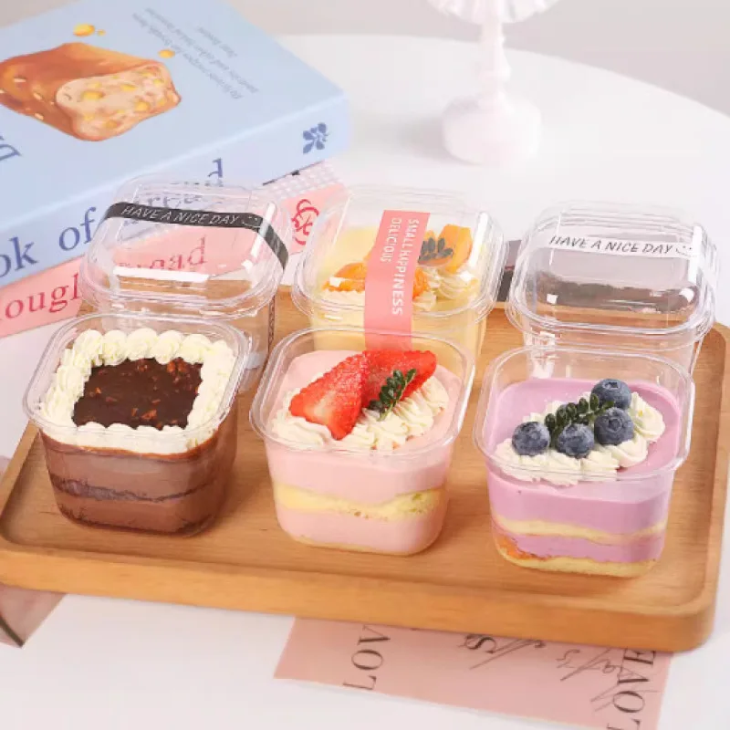 Small Vendor Desserts Packaging Case Small Tiramis Sumus Dessert One Time Packaging Cream Square Cake Wrapping Boxes 50pcs - view 4