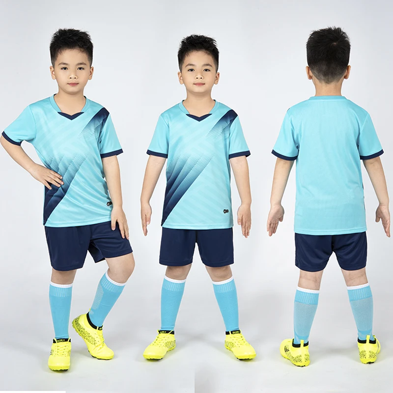 Customized LOGO High Quality Kids Soccer Uniforms Children Football Team Jersey Kids Short Set Youth Training Sports Wear