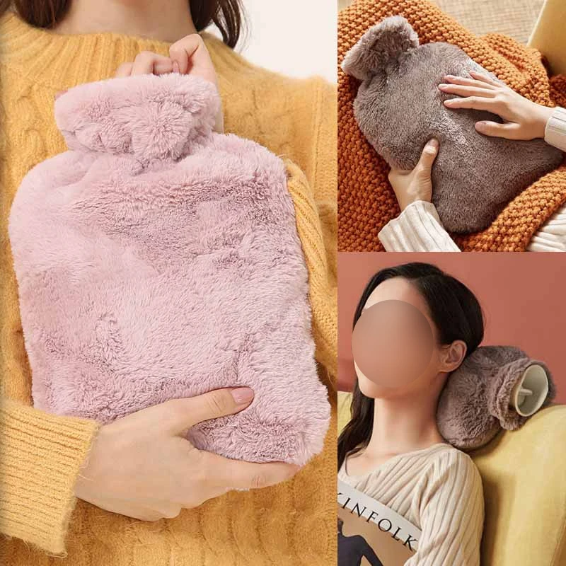 

1000/2000ml Plush Hot Water Bag Removable Hot Water Bottles Reusable Hand Warmer Girl Hot Compress Menstrual Cramps Pain Relief