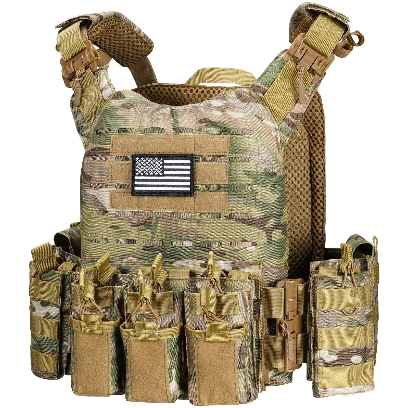 Tactical Vest Quick Release Vest with Molle Webbing System Adjustable Shoulder Pad and Belt Vest for Outdoor Activity