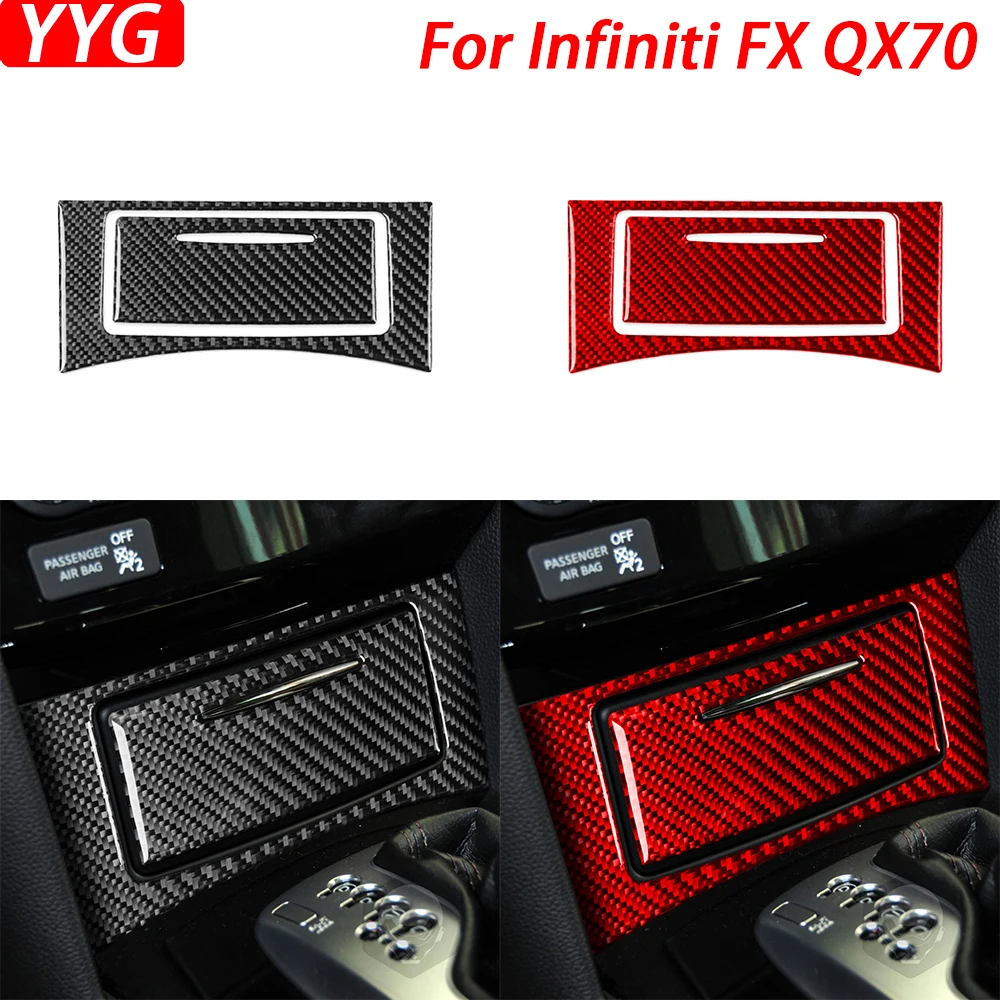 For Infiniti FX 2009-2013 QX70 2014-2022 Carbon Fiber Central Control Ashtray Panel Trim Cover Car Intrior Accessories Sticker