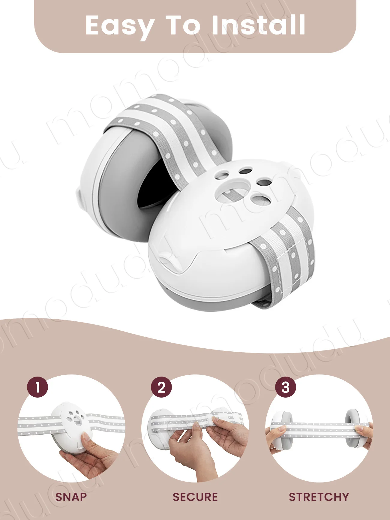 قطعة واحدة من أغطية أذن الأطفال على شكل مخلب القطط، سماعات رأس لتقليل الضوضاء مع عصابة رأس قابلة للتعديل للسفر #4