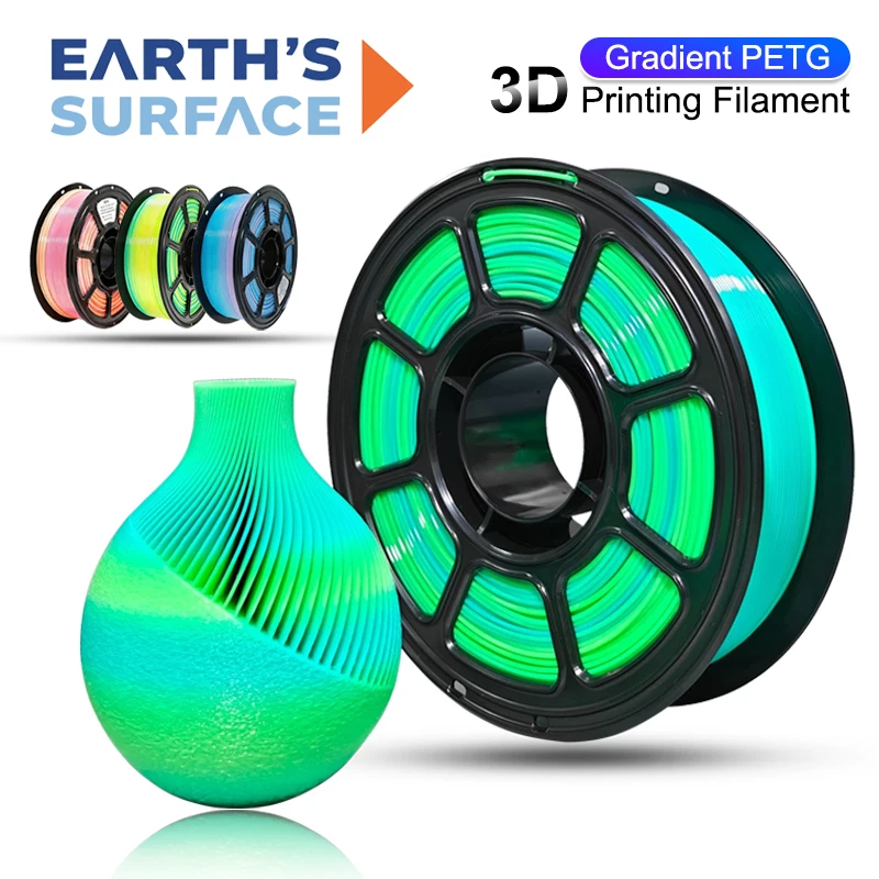 

Gradient PETG Filament 1.75mm 1KG High Toughness Eco-Friendly Smooth Multicolor 3D Printing Material FDM 3D Printer Consumables