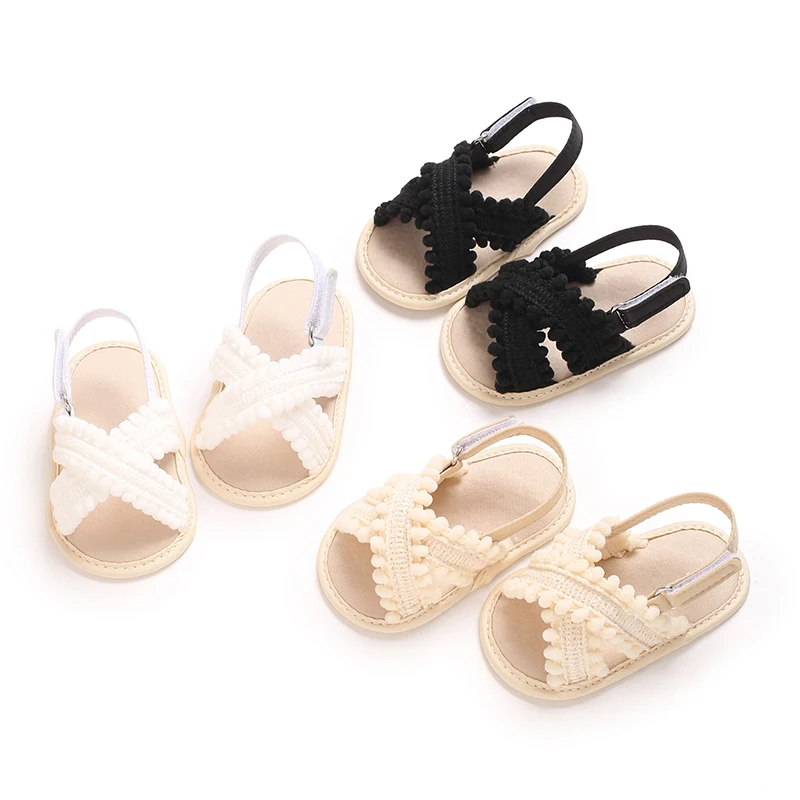 

0-1 Year Baby Girls Solid Color Sandals Soft Non-Slip Sole Soft Princess Shoes for Beach First Walker Toddler Sand